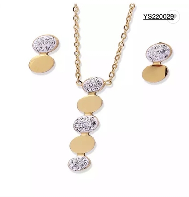 女性のステンレス鋼の宝石セット高滴形のラインストーンの宝石類のネックレス