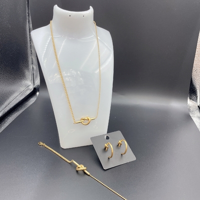 ハイポーランドの最新金色のステンレス鋼の耳飾り ネックレス ブレスレットセット レディース