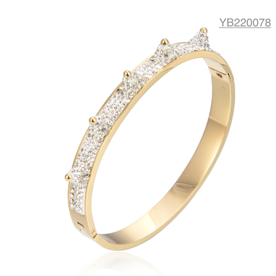 セリウムの極度の光っているダイヤモンドの王冠の腕輪のステンレス鋼Kの金のスナップのブレスレット