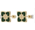 CZの女性のアイルランドの宝石類のための石造りのシャムロックのイヤリング4の葉のクローバーの緑のセントパトリックの日のイヤリング