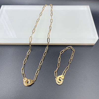 最新のゴールドカラーステンレス鋼耳飾り ネックレス ブレスレットセット Cnc Cz 女性用